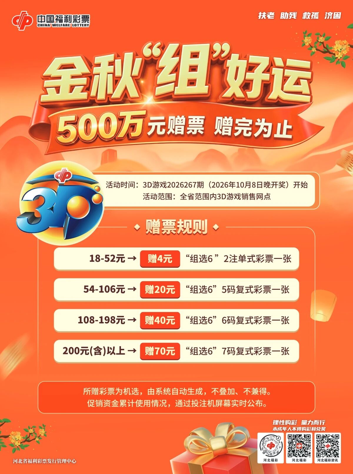 金秋“组”好运！ 3D游戏500万元赠票活动重磅来袭